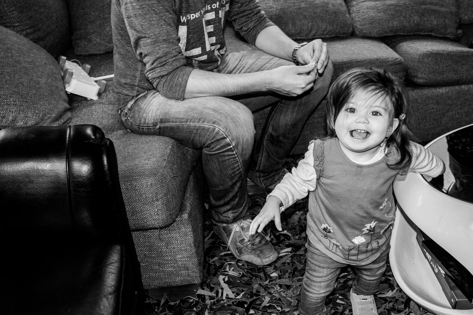 Documentary family photography session in Perth, black and white